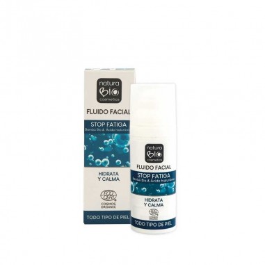 El Fluido Hidratante Stop Fatiga NaturaBIO Cosmetics hidrata intensamente y nutre la piel.