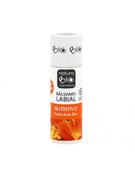 El Bálsamo Labial Nutritivo Vainilla Caléndula NaturaBIO Cosmetics nutre y suaviza la piel de los labios.