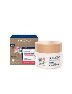 Crema de noche reafirmante rosas Bio y semillas de manzana Logona