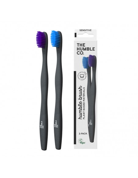 Pack 2 uds raspall de dents plant-based extra suau (lila/blau o blanc/negre) The Humble Co.