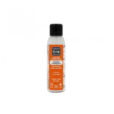 Loción corporal Verano tranquilo Aloe y citronela Bio NaturaBIO Cosmetics para hidratar y refrescar la piel.