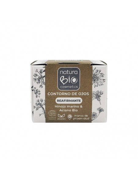 Caja desplegable del contorno de ojos reafirmante disponible en la tienda online de cosmética NaturaBIO Cosmetics.
