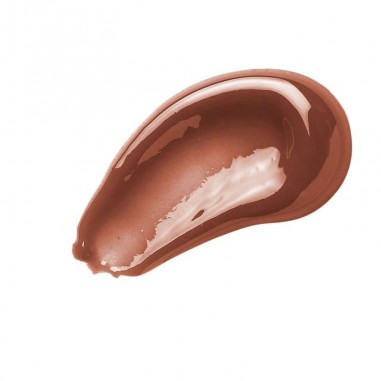 Textura del brillo de labios intenso Water Gloss 01 Cocoa lavera con acabado marrón cálido y destellos luminosos