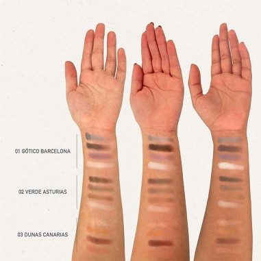 Pruebas de colores sobre la piel de Sombra ojos 4 colores 01 Gótico Barcelona NaturaBIO Cosmetics