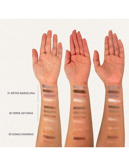 Prueba de colores sobre la piel de Sombra ojos 4 colores 03 Dunas Canarias NaturaBIO Cosmetics