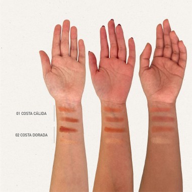 Prueba de colores en la piel de Colorete dúo 01 Costa Cálida NaturaBIO Cosmetics