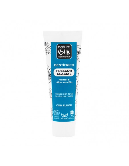Pasta de dientes con flúor menta mentol Frescor Glacial NaturaBIO Cosmetics