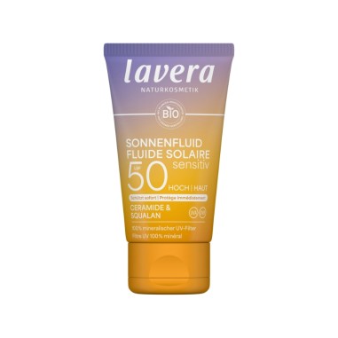 Fluido solar facial Sensitiv SPF 50 lavera - Cuidado solar Bio para pieles sensibles