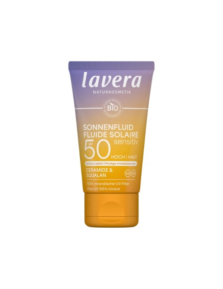 Fluido solar facial Sensitiv SPF 50 lavera - Cuidado solar Bio para pieles sensibles