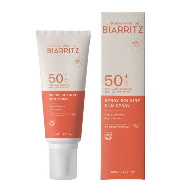 Caja y producto del Spray solar cara & cuerpo SPF50