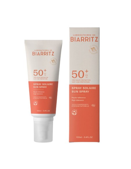 Caja y producto del Spray solar cara & cuerpo SPF50