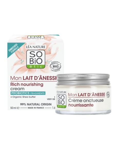 Crema facial nutritiva rica llet de burra SO'BiO étic
