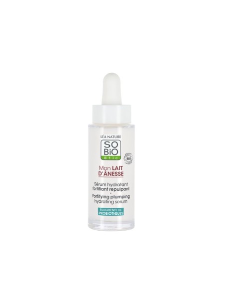 Sérum facial hidratante fortalecedor y rellenador leche de burra & ácido hialurónico SO'BiO étic