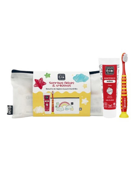 Pack cuidado bucal infantil estuche colorear NaturaBIO Cosmetics