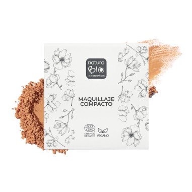 Maquillaje Compacto 03 Terracota La Bisbal de NaturaBIO Cosmetics: Realza la piel oscura con un acabado mate y natural.