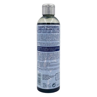 Dorso del Champú natural cabello Blanco y Gris NaturaBIO Cosmetics
