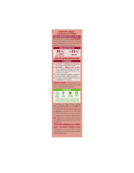 Sérum facial intenso lift’grenade retinol-like SO’BiO