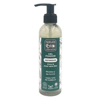 Gel fijador & definidor de NaturaBIO Cosmetics. Moldea y define, evita el encrespamiento.