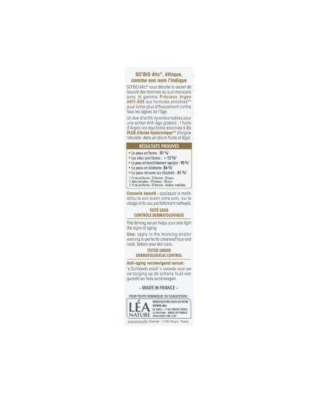 Sérum reafirmante antiedad ácido hialurónico & argan Bio SO'BiO étic