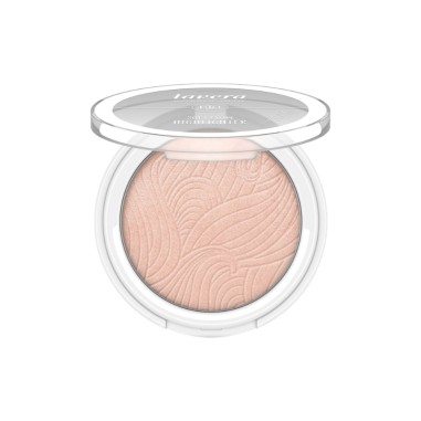 Iluminador polvo compacto 02 Aurora Glow Lavera con tapa abierta