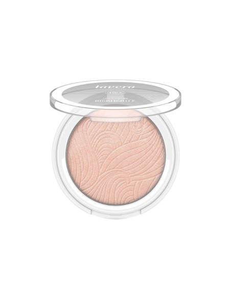 Iluminador polvo compacto 02 Aurora Glow Lavera con tapa abierta