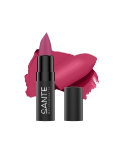 Pintalabios mate 07 Wild Fuchsia de Sante, tono fucsia vibrante con acabado mate.