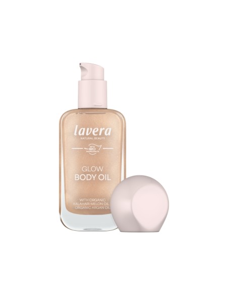 Oli glow Honey de lavera. Nutrició lleugera i brillantor lluminosa per a una pell radiant. Amb oli Bio de meló i argan.