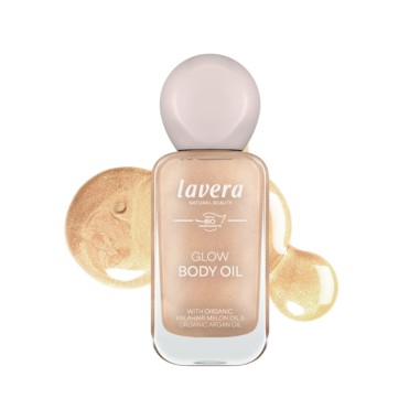 Oli glow Honey de lavera. Nutrició lleugera i brillantor lluminosa per a una pell radiant. Amb oli Bio de meló i argan.
