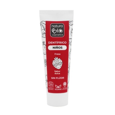 Pasta de dientes niños sin flúor Fresa NaturaBIO Cosmetics