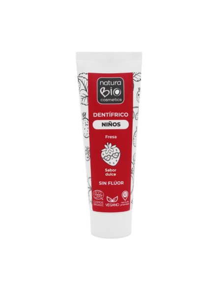 Pasta de dientes niños sin flúor Fresa NaturaBIO Cosmetics